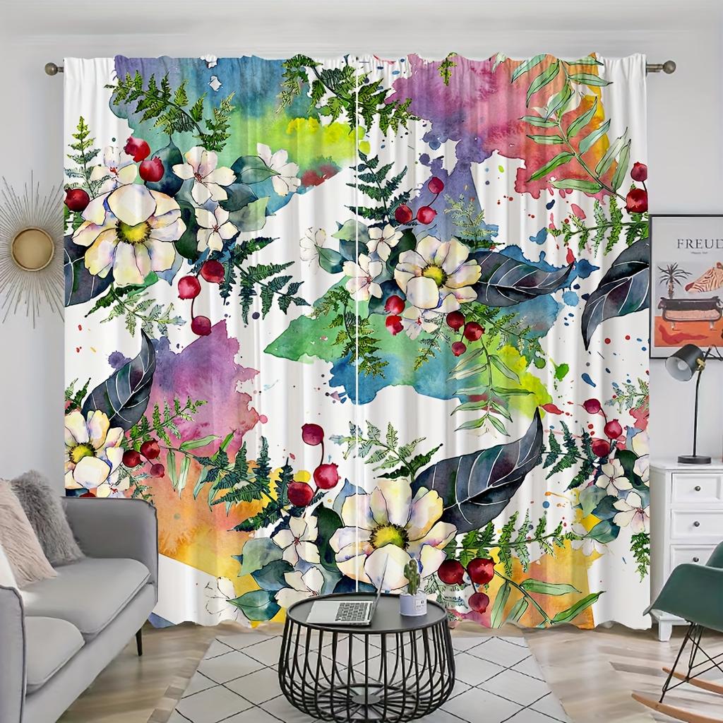 2 шт. бесшовные бордюры с красочными цветочными узорами акварельные падающие листья принты шторы для гостиной спальни для домашнего декора