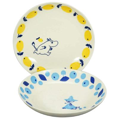 Yamaka Shoten MOOMIN Тарелка для пасты Тарелка для карри Диаметр 21 см Пара 2 штуки Набор посуды Муми-тролль Снусмумрик Товары Муми-тролль Тарелка с персонажем Блюдо Скандинавское блюдо Стильный