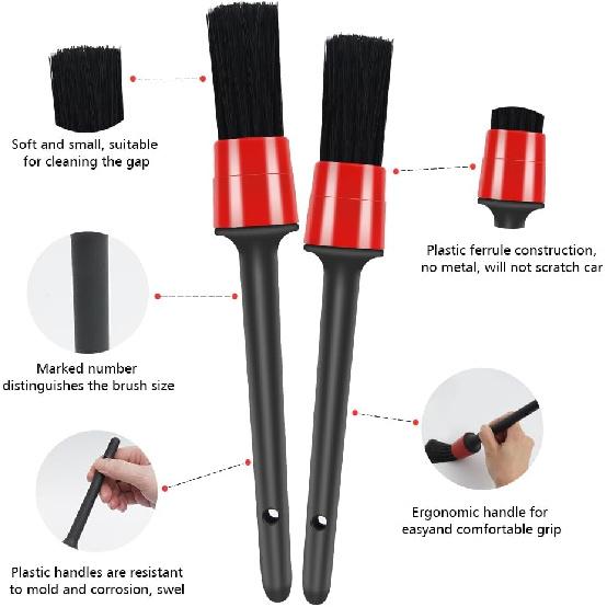 Juego De 9 Cepillos De Detalles, Cepillo De Limpieza Interior, Alambre De Acero Y Cepillo De NeumáTicos, Kit De Cepillos De Limpieza Automotriz,