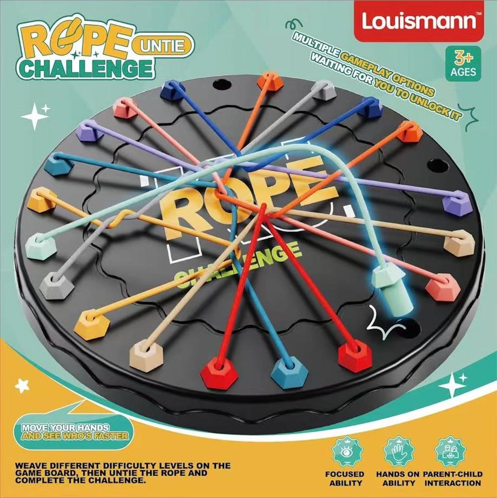 Louismann Brainy Knots Веревочная головоломка-челлендж с логической игрой-стратегией. Логические игры. Узел для детей. Обучающая игра для всей семьи.