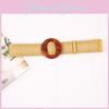 Vintage Pp Grass Woven Waist Belt For Women With Wooden Round Buckle For Casual Wear