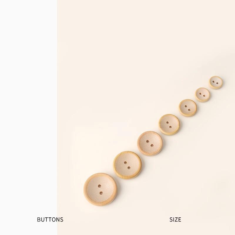 10Pcs Bowl Meaning Continuous, Log Color Bowl Type Two-Eye Button Children'S Shirt Sweater Cardigan Wooden Button