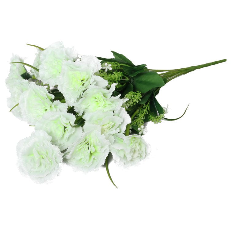 Carnations in a Bouquet: 12 White Flowers, Height 45 cm