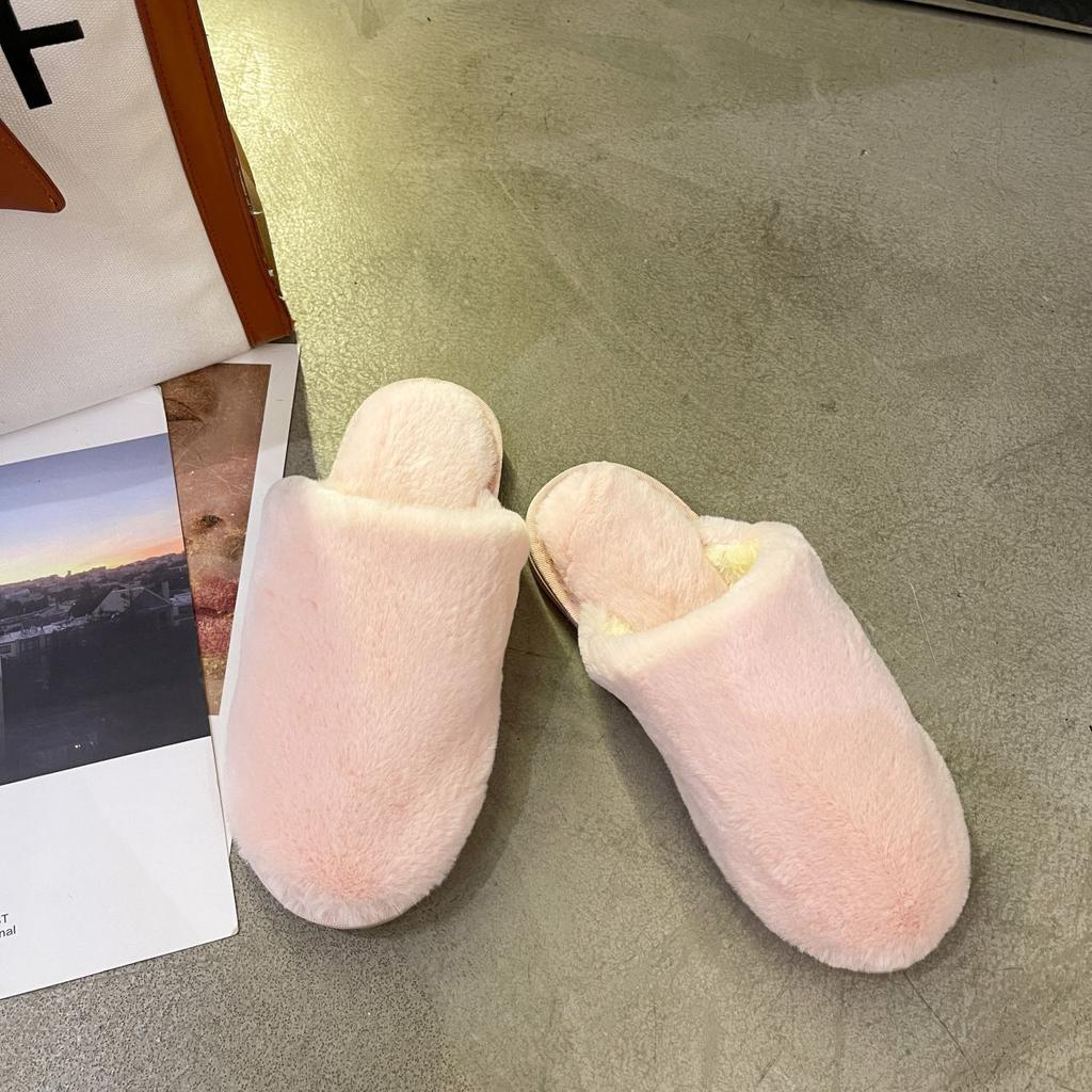 Fashion Household Simple Flat Bottom Home Indoor Warm Fluffy Slippers Women 2025 Autumn and Winter New Cotton Slippers Women