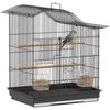 4 Door Bird Cage With 2 Bowls 2 Perches And Tray Made Of Metal And Plastic 47.5x36x54.5 Cm Black