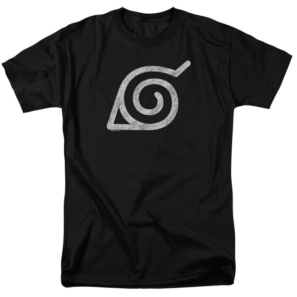 Naruto Shippuden Distressed Leaves Symbol T Shirt Mens Licensed Cartoon Black