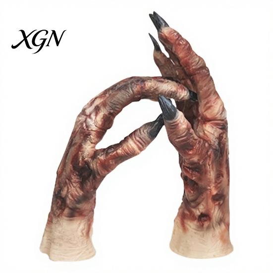 Halloween Costume Accessories 1 Pair Gloves for Adults Kids, Horror Zombie Hands Scary Gloves, Latex Ghost Hand Cosplay Accessory Masquerade