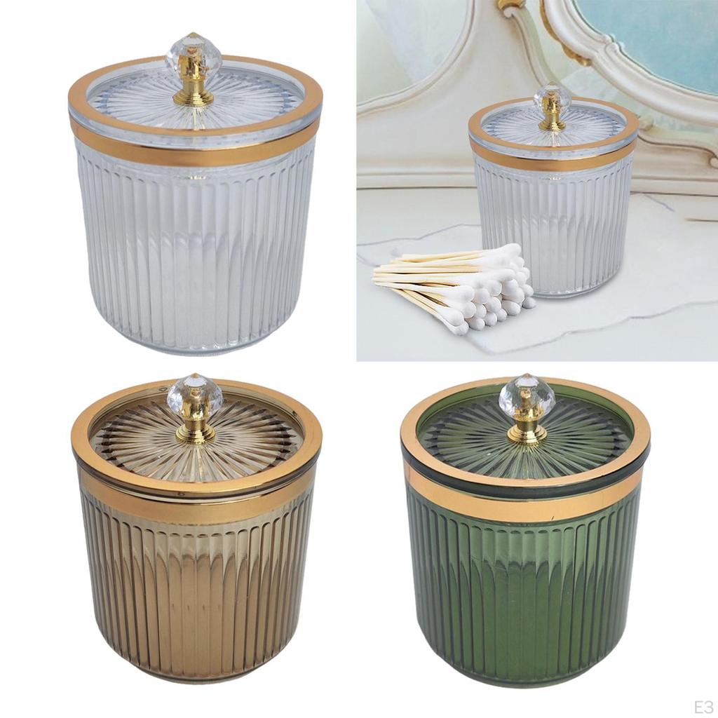 Bathroom Qtip Dispenser Container with Lid Dustproof Makeup Pads for Countertop