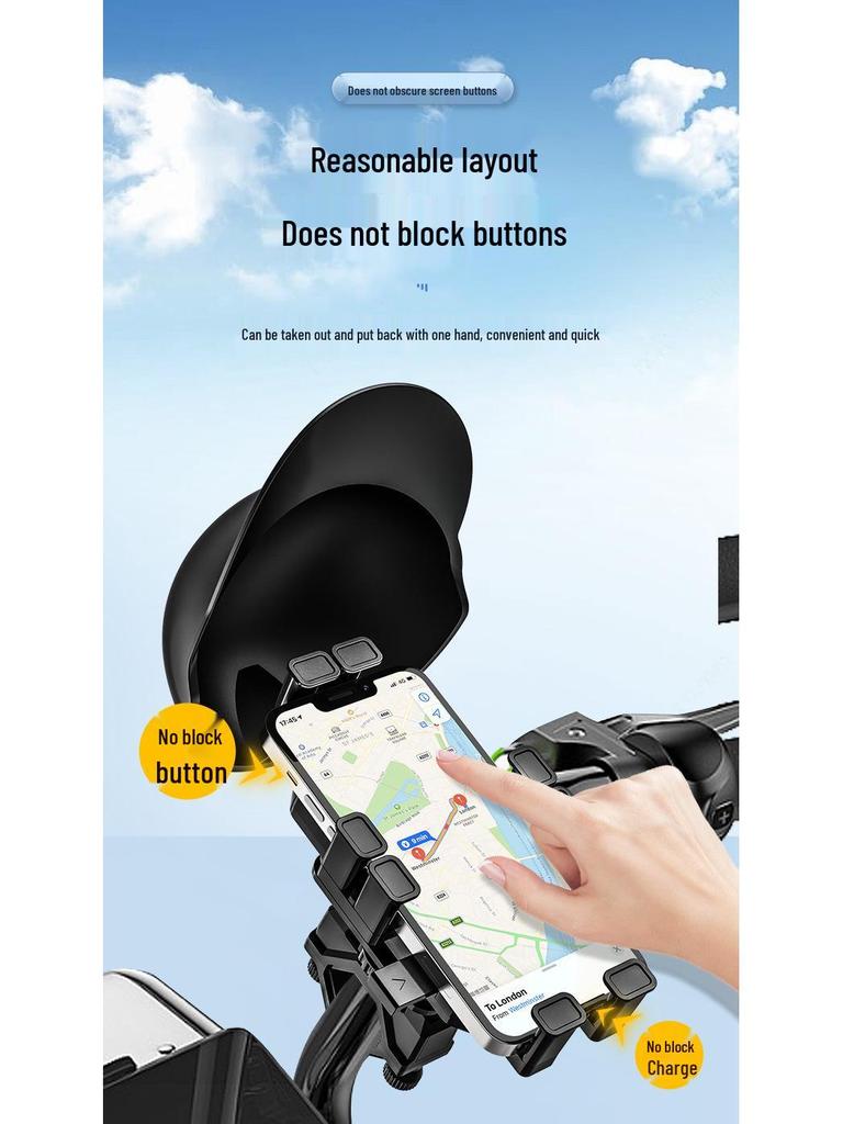 Cross-Border Motorcycle Phone Mount: Shockproof Holder with Visor for Bikes and Electric Vehicles, Ideal for Navigation and Takeout Riders.