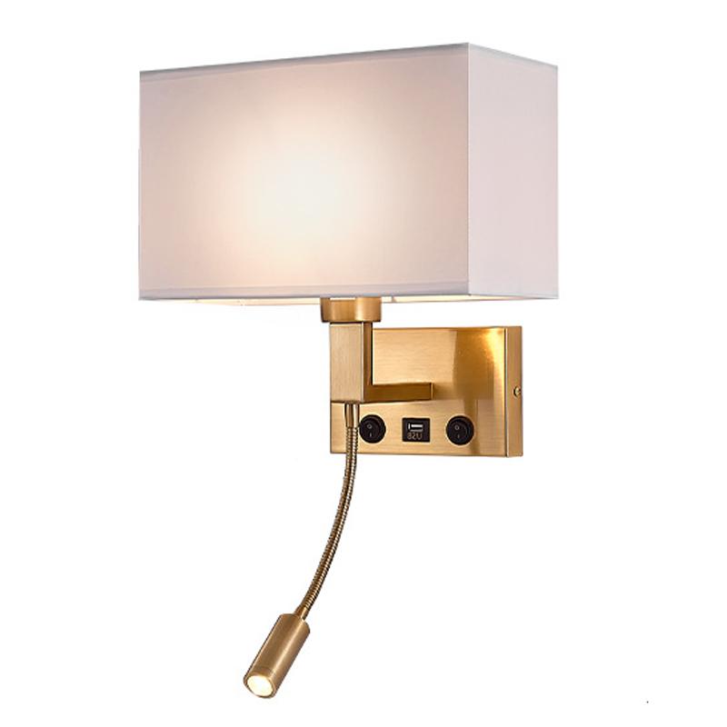 3104 5 Вт прикроватный настенный светильник для коридора со светодиодным светильником на гибкой ножке и портом USB - черный / коричневый плафон / белый свет