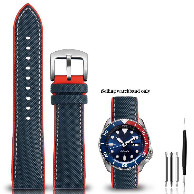 20 мм 22 мм Браслет Нейлон Силикон Снизу Часовой Ремешок для Серии Seiko PROSPEX Omega SEAMASTER 300 Холст Резина Спортивный Ремешок