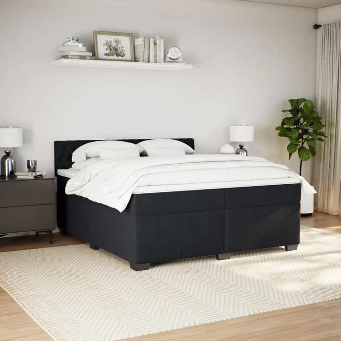 Maison Exclusive - Sommier à lattes de lit et matelas Noir 200x200 cm Velours