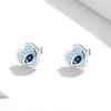 Blue Heart Eyes S925 Silver Stud Earring Mysterious Vintage Demon Eyes Heart Earrings