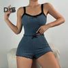 2 Pcs/Set Women Summer Pajamas Suit Shirring Edge Sleeveless Backless Crop Top Lace Bow Decor High Waist Mini Shorts Daily Nightie Slim Fit Sleepwear