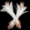 1PC Embroidery Feather Long Gloves White Black Female Mittens Wedding Gloves  Party Wear