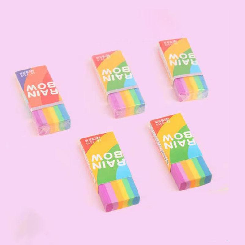 1 Piece Cute Kawaii Creative Rainbow Eraser Rubber Stationery School Supplies Novelty Lovely Eraser