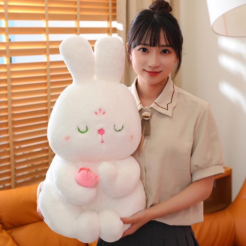 New Cute Little White Rabbit Doll Creative Buddhist Rabbit Plush Toy Doll Birthday Gift