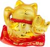 Porcelain Good and Golden X X Ale-net Ornament, Luck, Fortune, Fortune, Maneki-neko (Red Snapper) Figurine, 6.8 9.7 8.8cm (H)