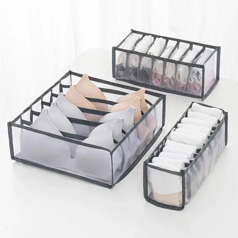 NEW 6/7/11grids Foldable Underwear Underwear Socks Organizer with Dividers Clothes Storage Box Breathable Mesh Bag for Wardrobe