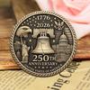 US 250th Anniversary Souvenir Coin Double-Sided Carved United States History Commemorative Badge Round Metal Collection Coin Patriotic Decoration