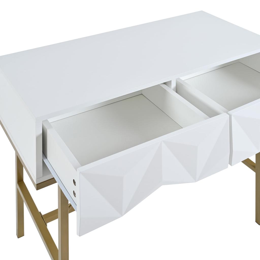 Konsolentisch, Flurtisch mit 2 Schublade, Beistelltisch Holz, Sofatisch mit stabilem Metallrahmen