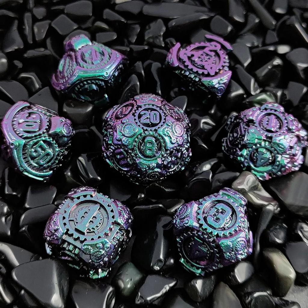 7 шт./набор игральных костей Gear Metal Dnd, набор многогранных игральных костей с цифрами для настольной игры Dnd TRPG Cthulhu COC Running Team D6