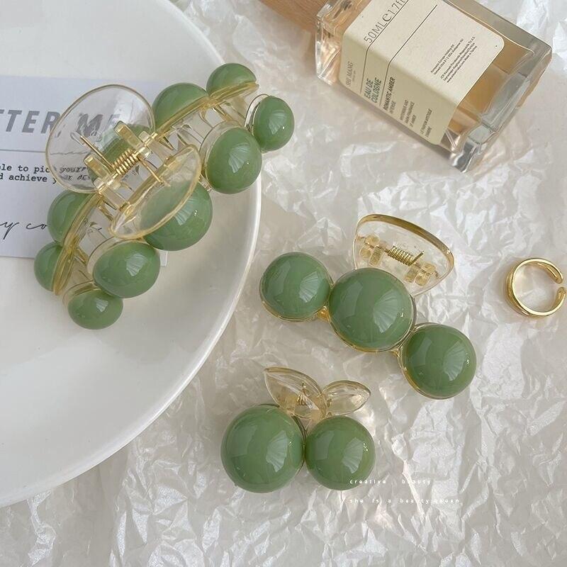 Новинка 2023 года, винтажные заколки для волос с зеленым жемчугом и когтями, корейская большая заколка для волос, заколка для волос, вьющиеся волосы, крабы, женские аксессуары для волос, головные уборы