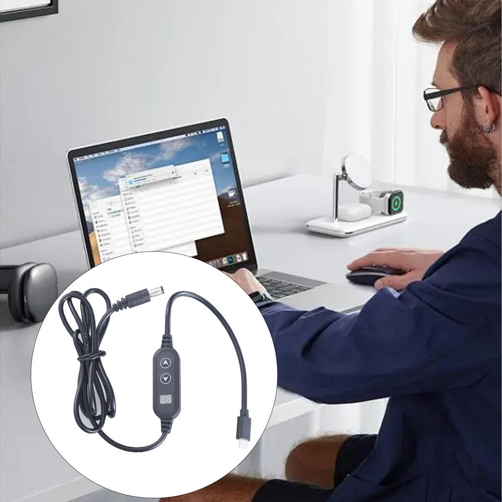 Кабель регулировки напряжения Type C - 5,5x2,5 мм USB C - DC5525 Кабель питания Линия Регулируемое напряжение 5 В-9 В-12 В-15 В-20 В 3 А