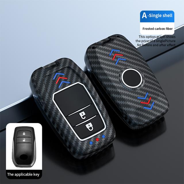 Чехол для ключей автомобиля с узором из углеродного волокна, брелок для Toyota CHR Hilux Fortuner Land Cruiser 200 Camry Corolla Crown RAV4 Highland