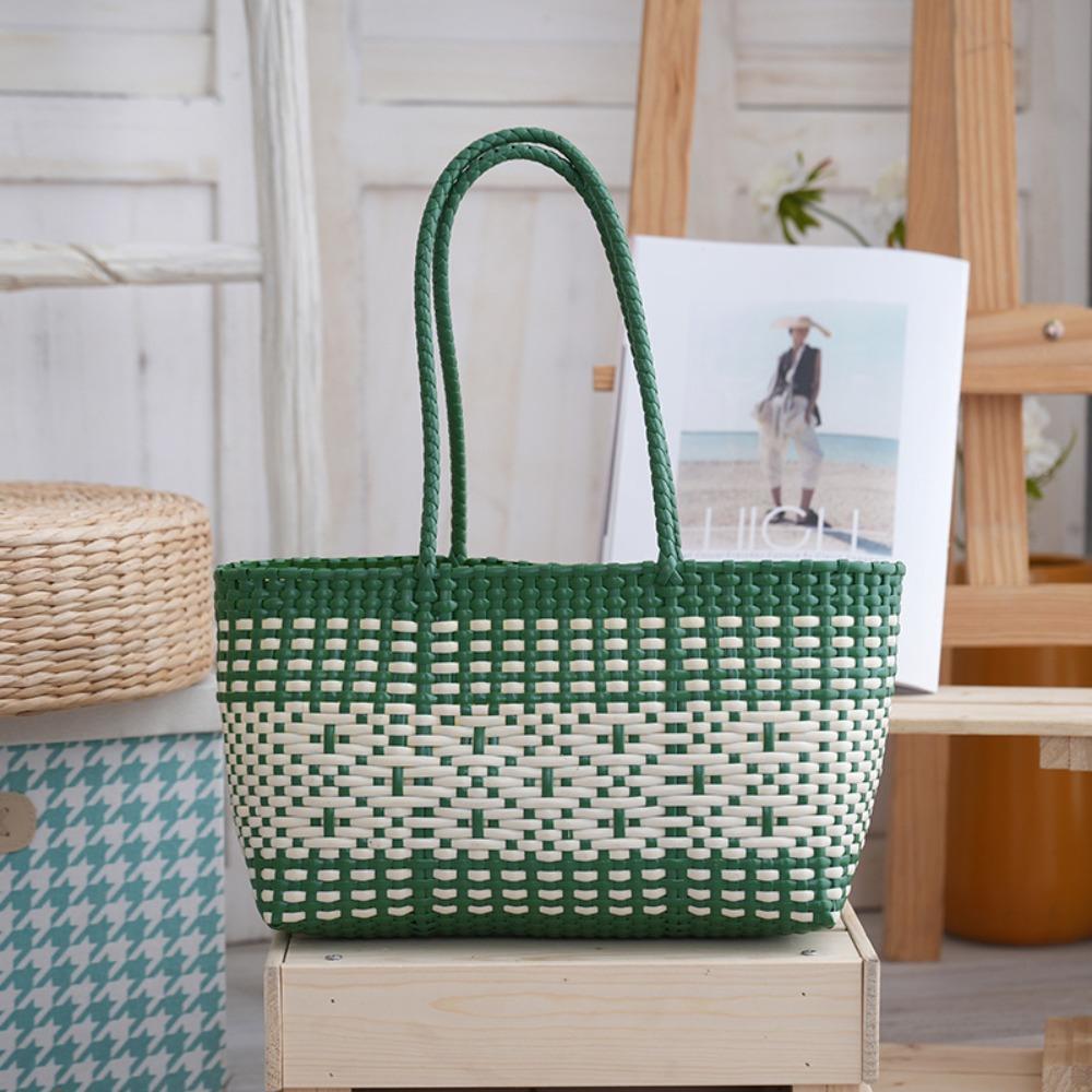Vacation Style Weave Bag Hollow Out Plastic Handbag Trendy PVC Vegetable Basket Bag Shopping