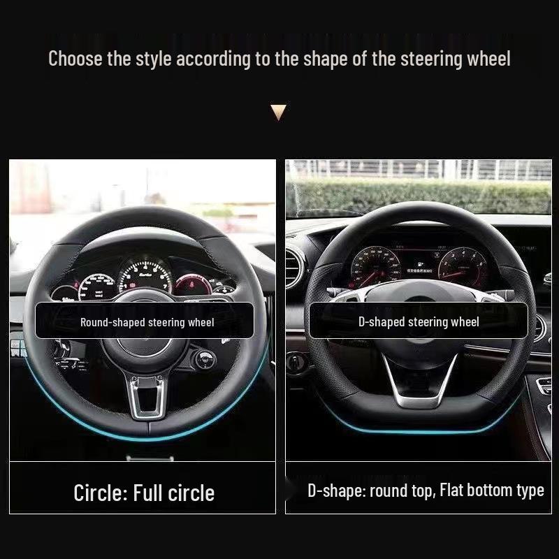Перфорированная кожаная оплетка на руль автомобиля из углеродного волокна - Всесезонная.