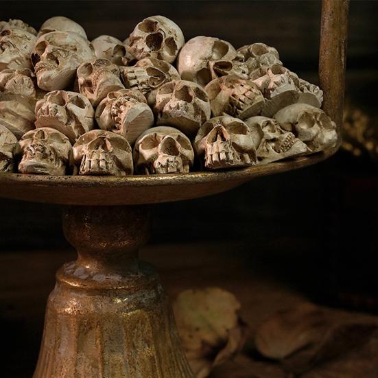 20 шт. Мини-фигурка черепа, миниатюрная, из смолы, голова скелета, настольный декор на Хэллоуин, наполнитель для вазы, игрушка-розыгрыш, реквизит для дома с привидениями