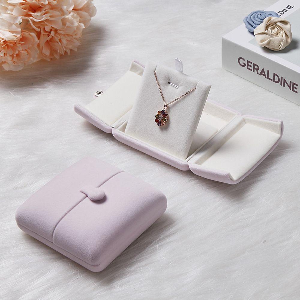 Travel Solid Color Velvet Jewelry Box Double Open Jewelry Box Bracelet Holder Case Gift Box