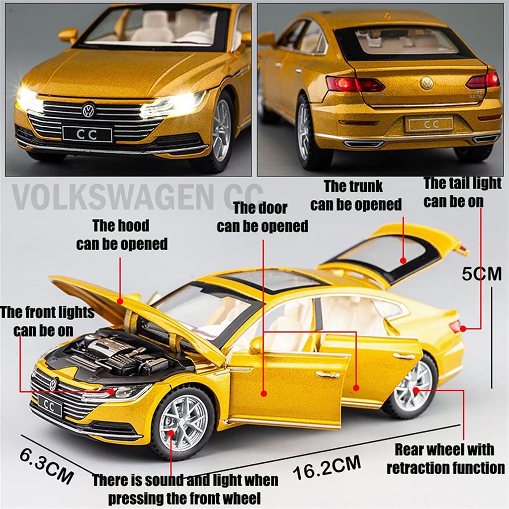 1/32 Scale Volkswagen CC Alloy Car Model, Alloy Die-cast Models Car with Light Sound Diecast Boys Birthday Gift Kids Toys Replica Scale Toys