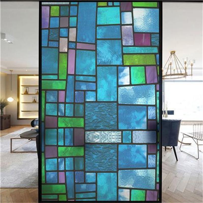 Оконная пленка, матовая витражная пленка, церковная статическая липкая пленка для конфиденциальности, самоклеящаяся наклейка на окно, кухня, офис, домашний декор