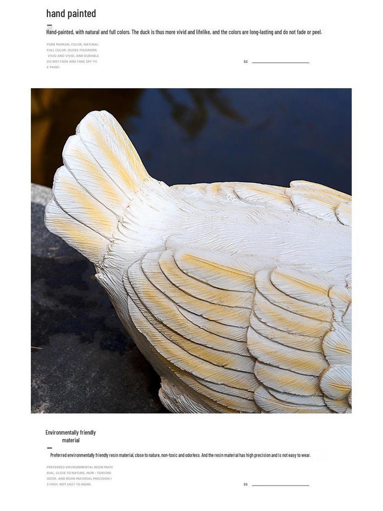 Белый пруд с утками и рыбами - Садовая фигурка из смолы