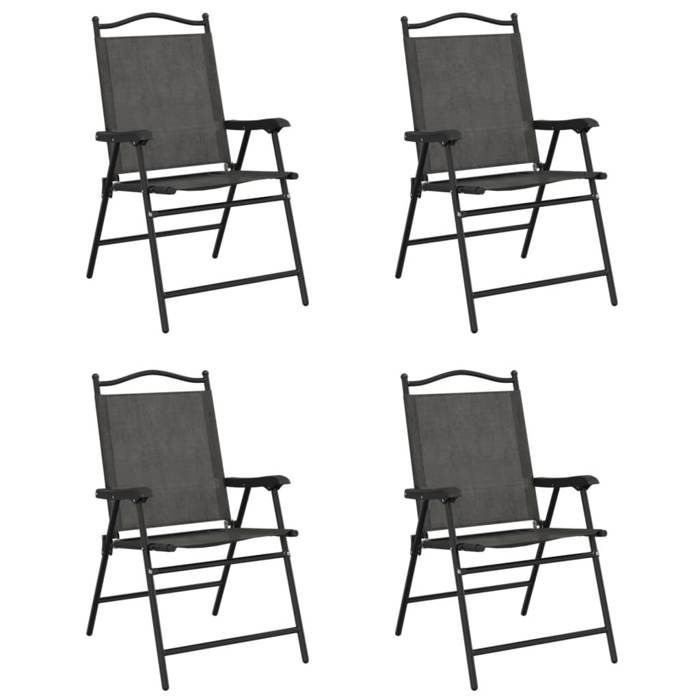 VidaXL Chaises de jardin pliables lot de 4 en acier et textilène, siège de jardin, chaise de patio, chaise à manger de 3157287