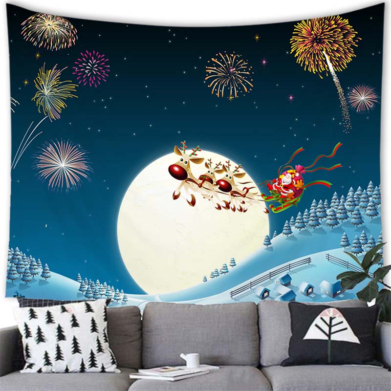 С Рождеством Санта-Клаус Снеговик с принтом гобелен для дома, гостиной, спальни, фон, украшение стены, гобелен