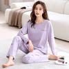 Пижама с нагрудными вкладышами, женский костюм для дома из чистого хлопка с длинными рукавами большого размера