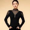 Весна Осень Женская Футболка с Кружевной Вставкой и Отделкой Бисером, Элегантная Футболка с Длинным Рукавом, Облегающий Женский Топ
