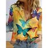 Women's Cactus Printed Top Autumn Elegant Fun Shirt Casual Loose Long Sleeve Fashion Button Top Comfortable Travel Jacket