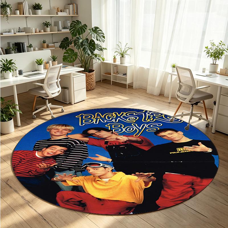 Backstreet Boys Printed Round Crystal Velvet Rug Soft Non Slip Floor Carpet For Bedroom Holiday Gift