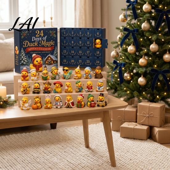 Farmhouse Style Holiday Accents Magic Animal Advent Calendar 24-Day Highland Cow/Cat/Sheep/Red Bird Acrylic Ornament Set Collectible Figures 2D Flat