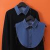 Fake Collar Women's Blue Denim Shirt Collar Paired with Hoodie Sweater Fashionable Casual Fake Collar