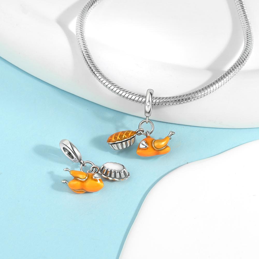 Original Charms Bead Copper Inlaid Zirconium Orange Series Sunburst Pendants Fit Bracelet Jewelry Gift Marking