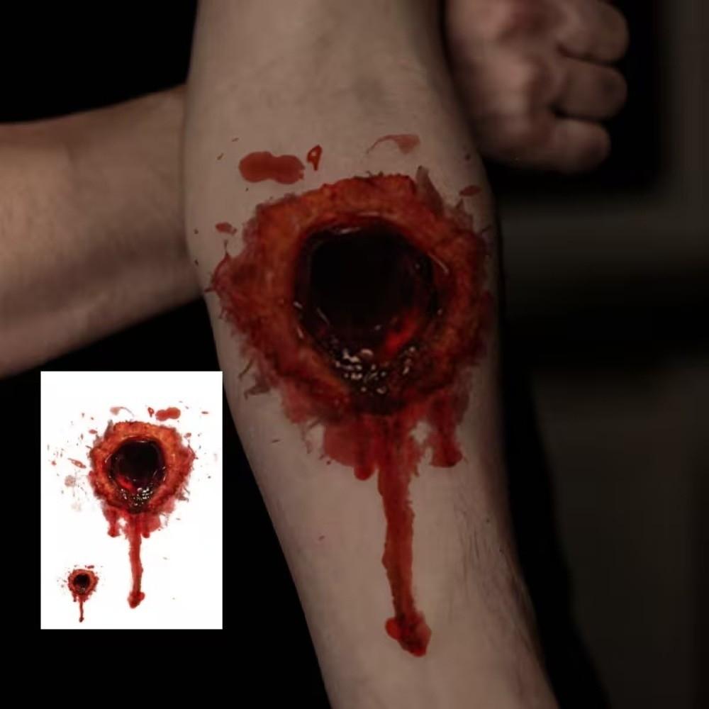 5PCS/SET Long-Lasting Bloody Scar Tattoos Decals Halloween Fake Wound Stickers Film Props