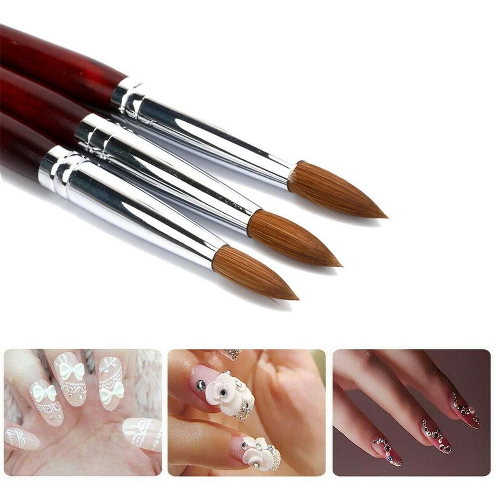 Polish Pen Wood Handle Flower Drawing Pen Nail Painting Brush Acrylic Nail Art Brush Sable Hair