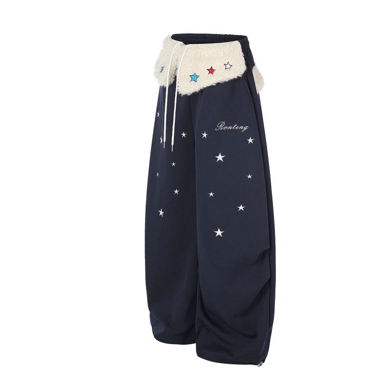 American Retro Loose Straight Sweatpants Teens Casual Sports Pants With Cartoon Print