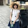 8073 #Специальный 92 хлопок 8 эластана Корейское сладкое кружево Белая женская футболка с коротким рукавом Женская летняя