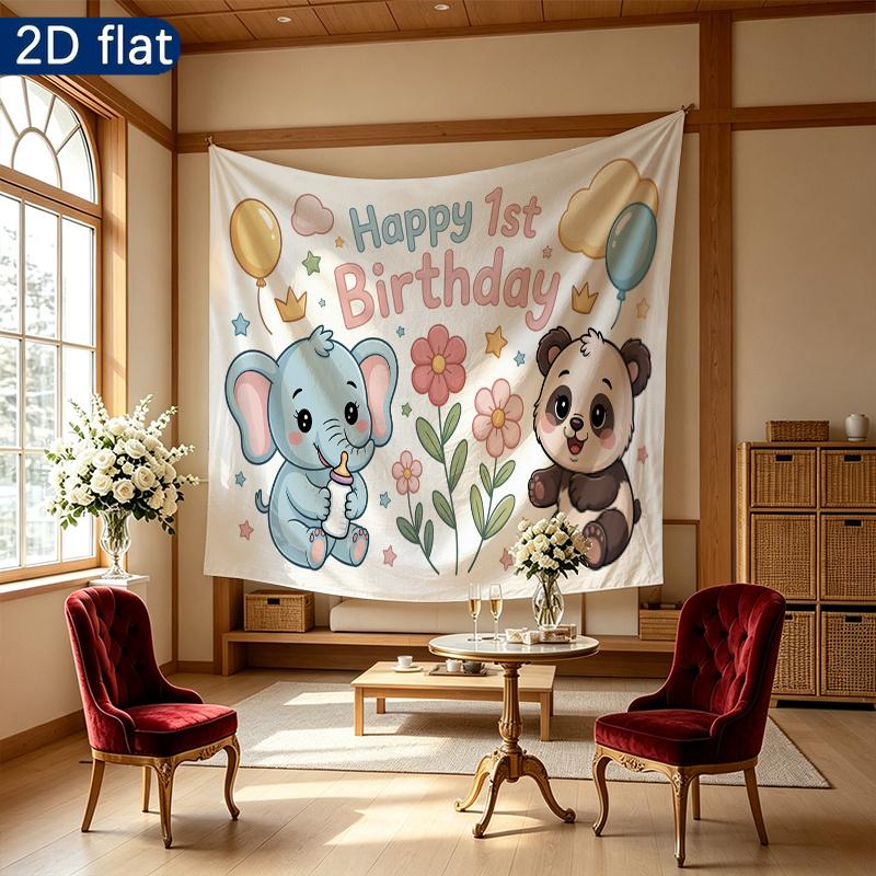 1st Birthday Birthday Backdrop - Room Wall Decor